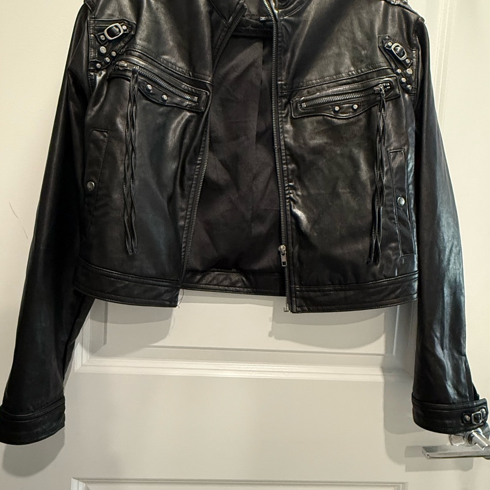 Sleek Black Studded Leather Jacket